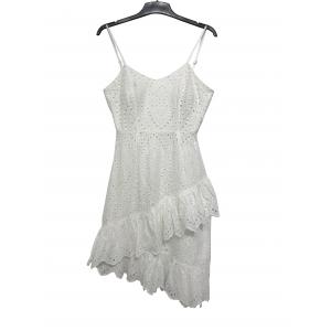 Cotton White Lace Embroidered Dress / Slim Fit Dress For Ladies Sexy Style