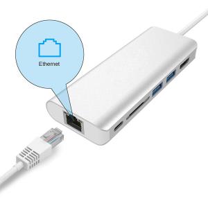 USB-C Type C 3.1 to Multiple 3 USB Ports Hub with RJ45 Ethernet Network LAN Adapter