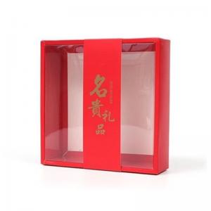 Red Card Paper Kraft Gift Box With Window Eco Friendly For Food Candy Small Packaging