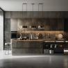Cuarto de cocina modular de laca de estilo moderno isla de tablero de melamina carcasa de granito de escritorio panel de la puerta pintada