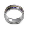 China 8mm Fashion Men's Guitar String Silver Tungsten Ring with Blue Sandstone Inlay Third Party Appraisal Diamond Shape Other wholesale