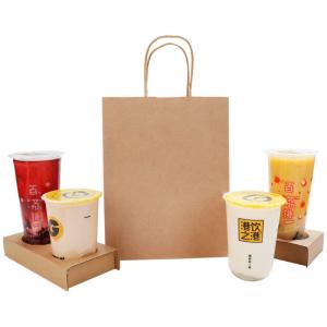 China Take Away Coffee Packaging Paper Bag with Custom Logo and Foldable Design on Kraft Paper supplier