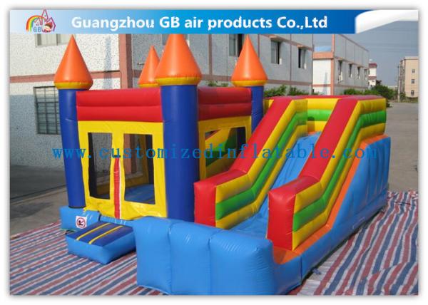 Inflatable Bounce House Slide , Colorful Inflatable Jumping Castles For Rent