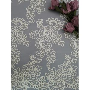 China Ivory Poly Embroidery Crochet Lace Fabric For Girl Dress supplier