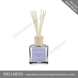 Luxury reed diffuser with clear square bottle,colorful customized sticker and folding box