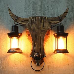 Industrial Loft design creative cafe restaurant bar bedside iron wooden led wall lamp （WH-VR-21）