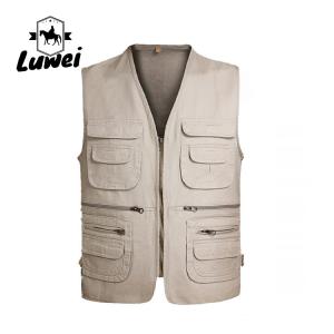 Causal Multi-pocket Sleeveless Oversize Top Utility Waistcoat V-neck Cardigan Zipper Biker Vest Men Hiking Fishing Vests