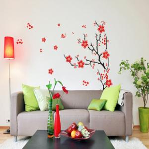 China Decorative Personalised Wall Flower Stickers WQ-058, /Floral Wall Stickers /Decal Wall Stickers /Decorative Wall Stickers supplier