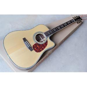 Custom 41'' 20 frets 45 cutaway body Acoustic Guitar with solid top,golden tuners,colorful pearl binding,rosewood back