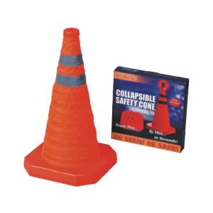 40cm Retractable Plastic Foldable Traffic Cone with LED Light and Safety Reflective Tape