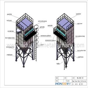 1200Pa 1.5m/Min Industrial Metal Melting Furnace Bag Type Dust Collector 2000mm