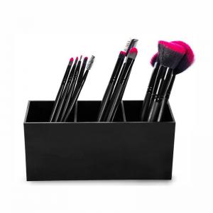 Clear Makeup Brush Holder Organizer, 3 Slot Acrylic Cosmetics Brushes Storage Box