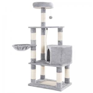 Adjustable Sturdy Wooden Cat Tree Box Tall Corner Activity Centre With Basket