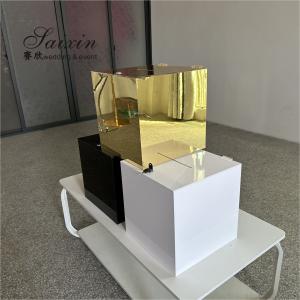 China 20ft Acrylic Wedding Backdrop Decoration Centerpieces Beautiful Event Gold Mirror Plastic Money Boxes supplier