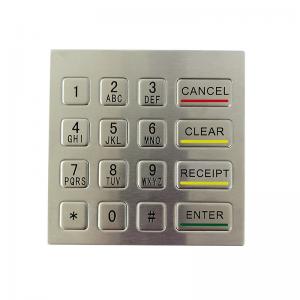 Stainless Steel 16 Key Numeric Metal Keypad With USB Wired Connection For Self Service Kiosk