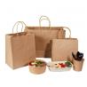 Flat handle Brown Cardboard Takeaway Paper Bags For Supermarket