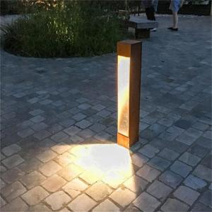 Outdoor Urban Led Solar Bollard Lights Box Corten Steel Garden Lighting