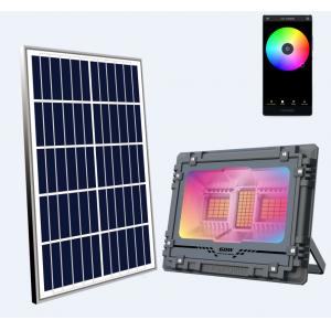 China IP65 waterproof 60W 100W 200W 300W 500W RGB Solar Flood Light with remote app control color changing outdoor decoration supplier