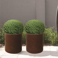 China 800mm Decorative Metal Garden Pots Cylindrical Corten Steel Planter Boxes on sale