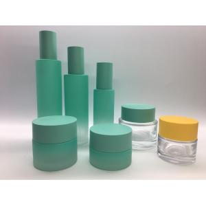 China Straight Round Glass Lotion Pump Bottle And Cream Jar For Skincare Packaging supplier