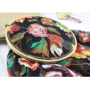 China Floral Multi Colored Antique Lace Fabric With Fine Pattern And Bright Luster Color supplier