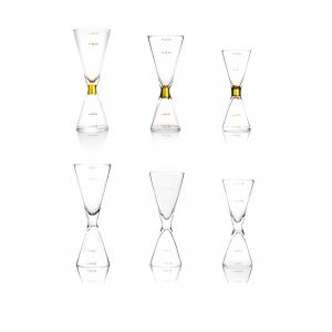 Gold Rim Decorative Cocktail Bartender Kit , Double Jigger Set 50ml Crystal