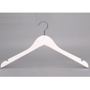 Solid Wooden Painting Clothing Store Hangers Non Slip White / Black Color