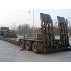 China Green Red Low Bed Semi Trailers With Hydraulic Mechanical Suspension supplier
