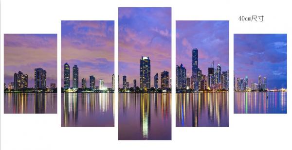 City Night Scenery Living Room Canvas Art , Popular Stretched Canvas Wall Art