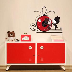 China 4C printing Red Vinyl Durable Cartoon Wall Stickers, with Metal Clock 10A118 supplier