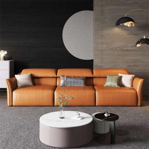 Solid Wood Plywood Brown Leather Sectional Couch OEM ODM