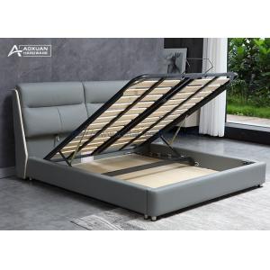Double Platform Slat Bed Frame , Black Metal Slatted Bed Base