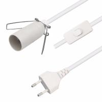 China 6ft European 2 Prong AC Power Extension Cord E12 Set with Wire Clip and Edison Lamp Socket on sale