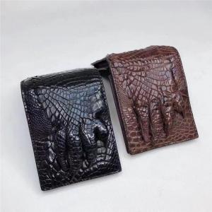 China Exotic Real Crocodile Claw Skin Men's Short Bifold Wallet Card Holders Genuine Alligator Paw Leather Male Small Wallet supplier