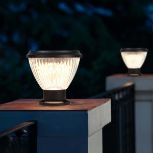 Light Control IP65 Solar Pillar Light  Easy Install Post Cap Lamp For Wood Fence Deck