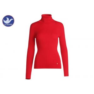 China Classic Long Sleeves Turtle Neck Knitted Jumper Elbow Slit Ribbed Knitwear Anti - Shrink wholesale
