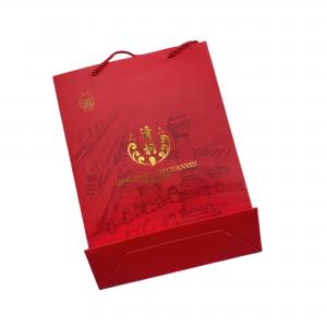 China Gift Box Red Luxury Rigid Paper Bag Packaging Custom Logo For Tea Chocolate supplier
