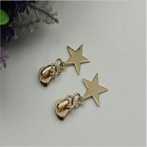 Customized zinc alloy light gold purses 5# stars pattern zipper puller with slider