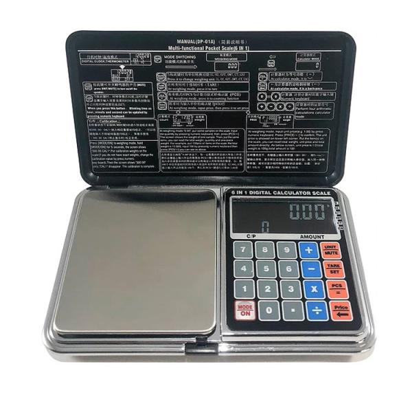 500g/1000g/100g/200g/300g Capacity LCD Display 6-in-1 Jewelry Pocket Scale with Counting Calculator and Clock Functions