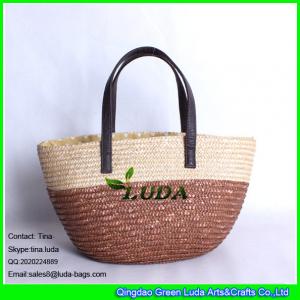 LUDA customized straw handbag brands ladies wheat straw basket bag