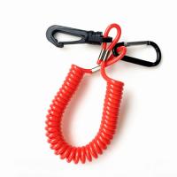 China TPU 1.8M Extending Key Coil Chain Red Plastic Carabiner Clip On 3.0MM cord on sale