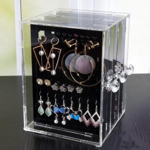 Acrylic Jewelry Storage Box Earring Display Stand Organizer Holder with 3 Vertical Drawer