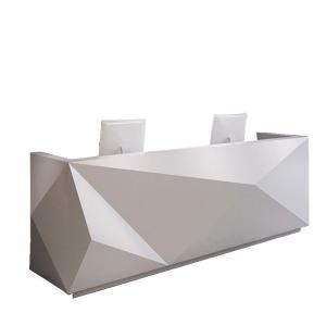 Special Shape Manager Office Furniture White Counter For Company / Hotel Front Desk