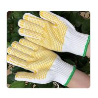 China 7 Gauge Elastic Seamless White Cotton Knit With PVC Dot Knit Gloves For Construction on sale