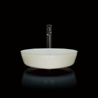 China 110mm Height Glass Basin Bowl 420mm Length Textured Round White Vessel Sink on sale