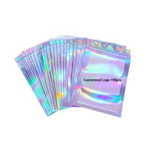 Hologram zipper Bag Plastic Holographic Bag With Zipper Resealable Food Small