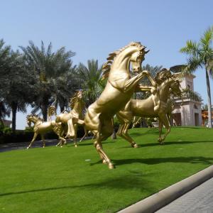 Decorative giant copper golden fat horse statue, bronze horse statue