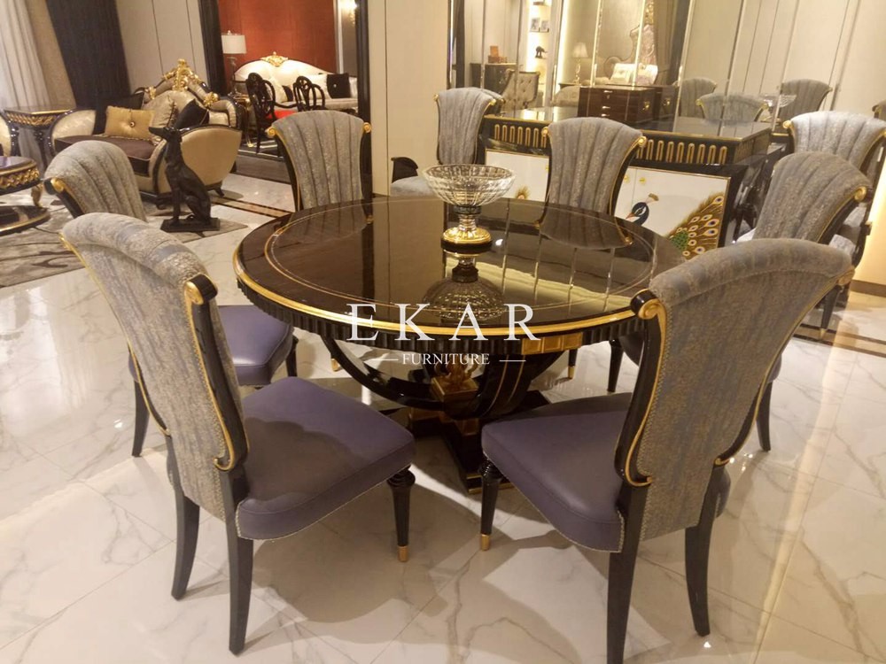 Italian Luxury Round Dining Table With, Round Dining Table With Spinning Center