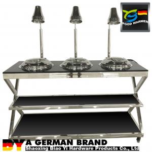 China Durable Mobile Buffet Stations 3 Mini Chafing Dishes Feat 3 Heat Lamps Set In Granite Banquet Table supplier