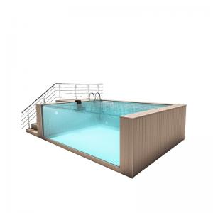 High Light Transmission Fibreglass Rectangular Mobile Swimming Pool for Large Family Patio